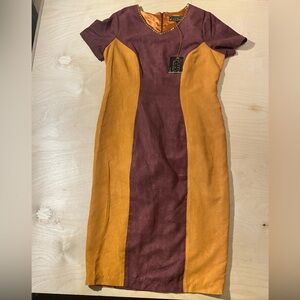 Donna Vinci Couture Orange & Burgundy Dress 12 (OK)